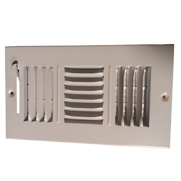 8 in. x 4 in. 3-Way Steel Wall/Ceiling Register, White, w/ Damper, W/O Hardware - Picture 1 of 5